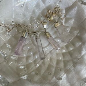 Kunzite Crystal Pendant w/ 925 sterling silver tops